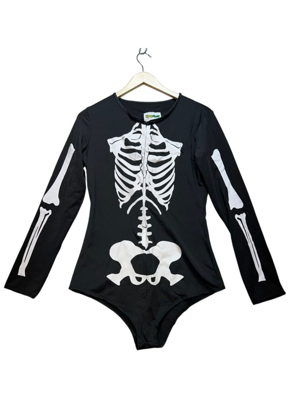 Tipsy Elves Skeleton Bodysuit Halloween Costume Size XL Black White Long Sleeve